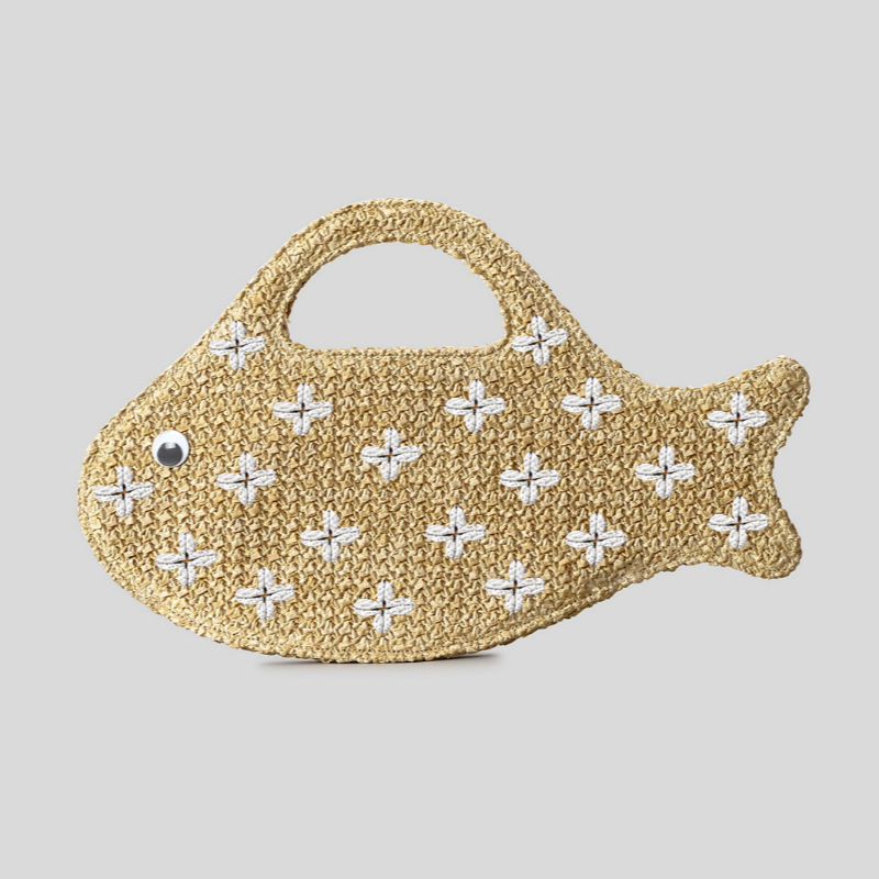 자수된 물고기 모양 라피아 밀짚 핸드백, 우아한 이브닝 - Women'S Raffia Bags 리뷰 및 가격
