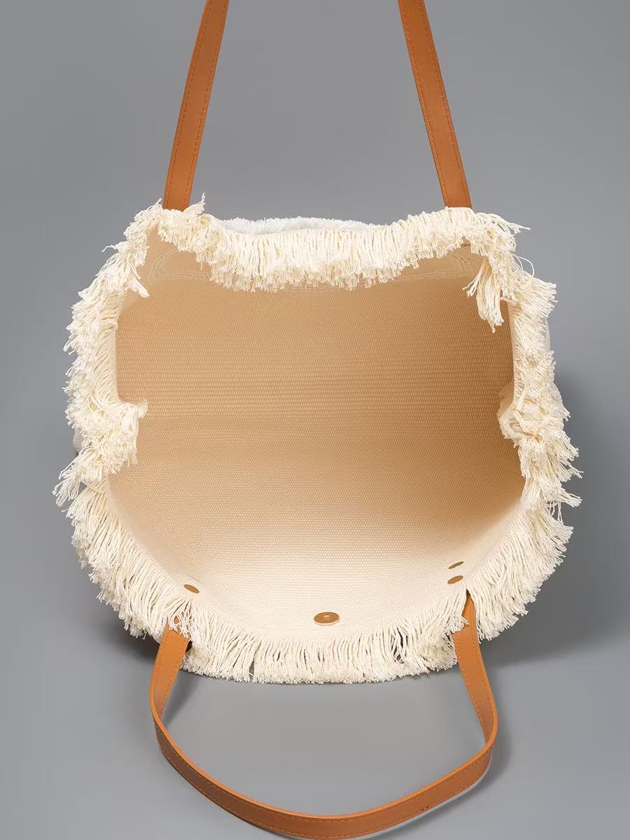 라피아 토트백, 컬러풀한 만다라 패치, 갈색 가죽 손잡 - Women'S Raffia Bags 리뷰 및 가격