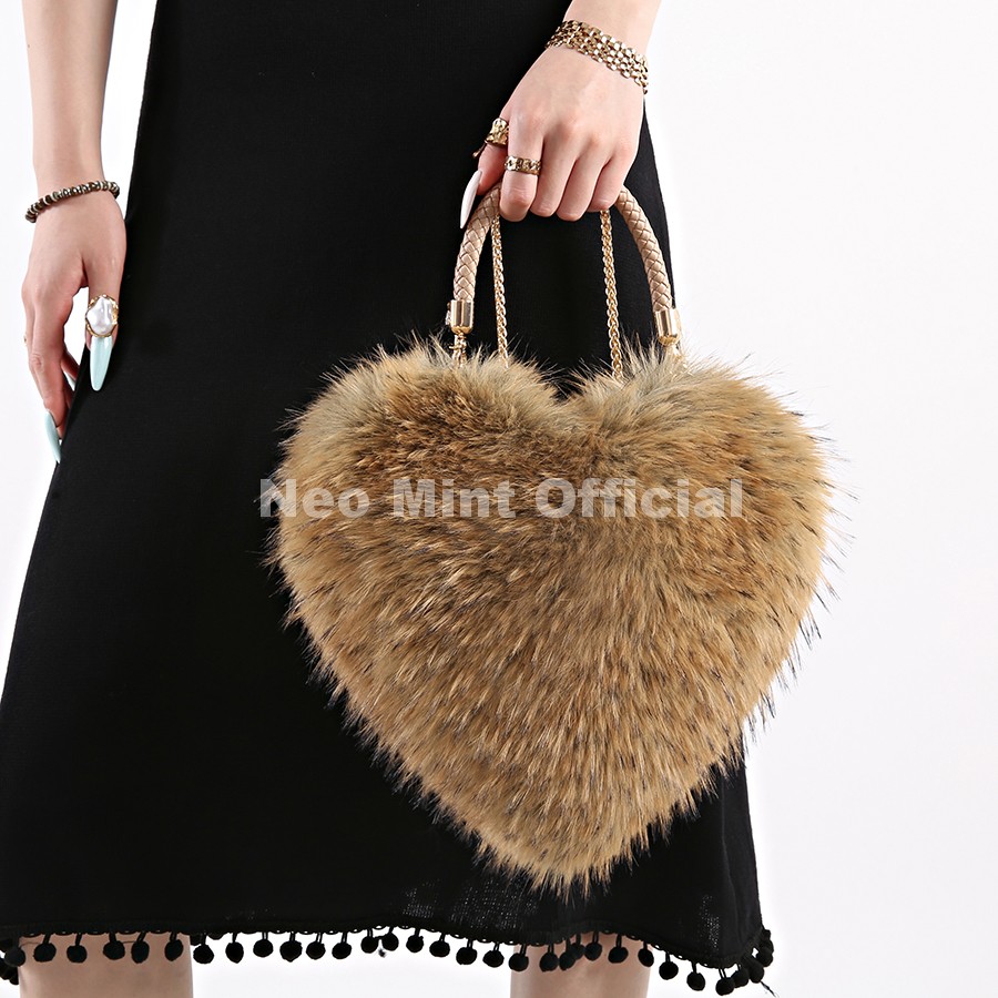 네오 민트 럭셔리 인조 너구리 털 하트 모양 가방, 여 - Women Bags Ru 리뷰 및 가격