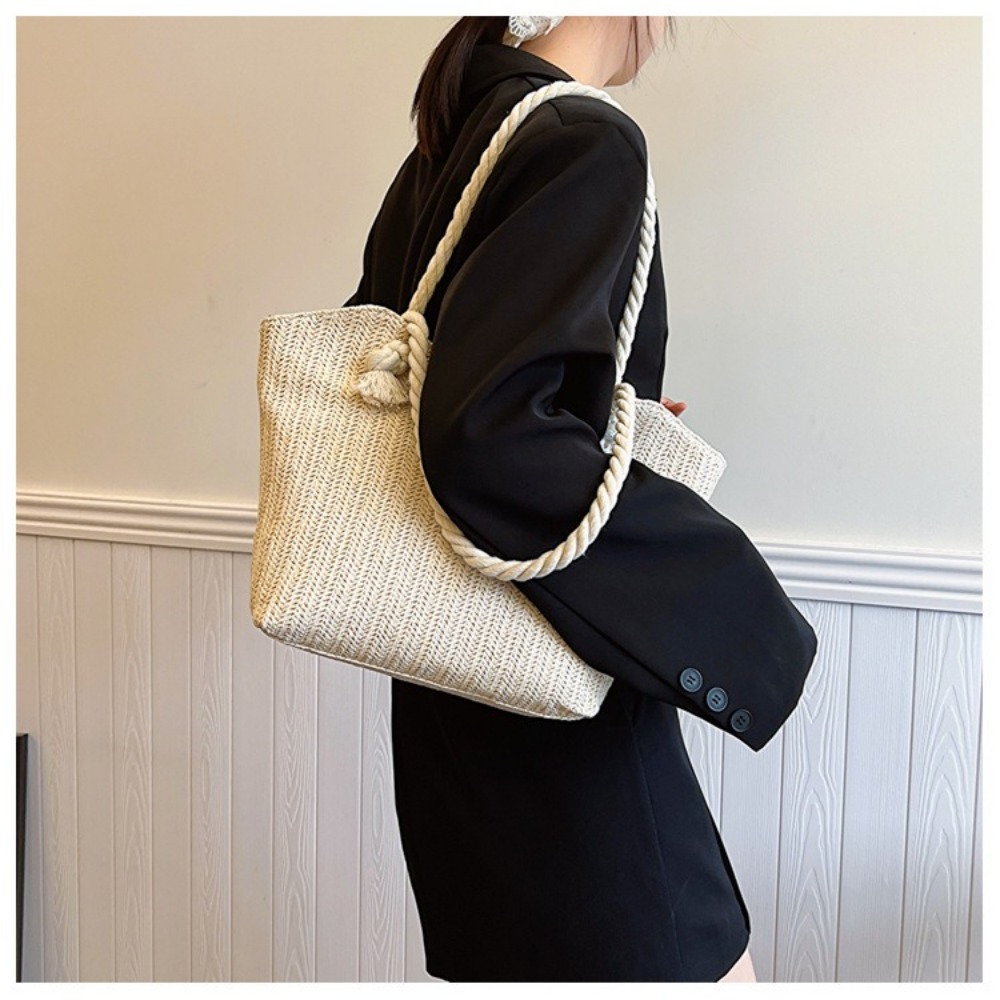 새로운 여름 비치 토트백 대용량 라피아 보헤미안 숄더백 - Women'S Raffia Bags 리뷰 및 가격