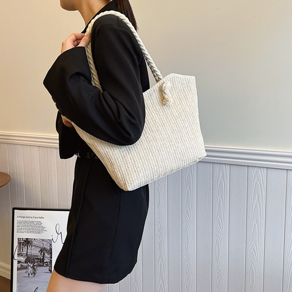 새로운 여름 비치 토트백 대용량 라피아 보헤미안 숄더백 - Women'S Raffia Bags 리뷰 및 가격