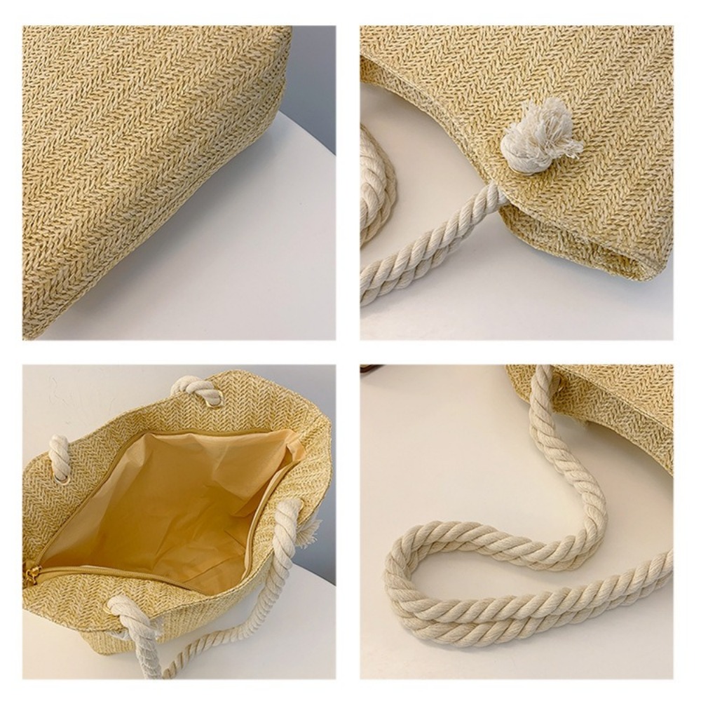 새로운 여름 비치 토트백 대용량 라피아 보헤미안 숄더백 - Women'S Raffia Bags 리뷰 및 가격