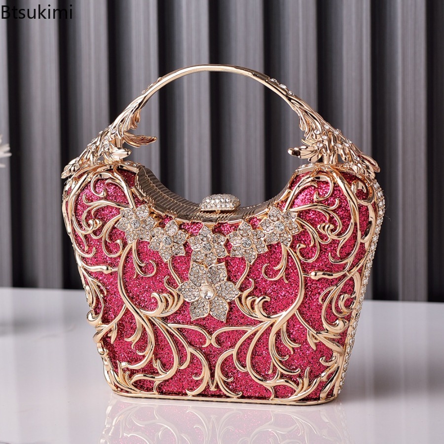 속이 빈 메탈 이브닝 백 여성 패션 반짝이는 파티 연회 - Women Bags On Sale 리뷰 및 가격