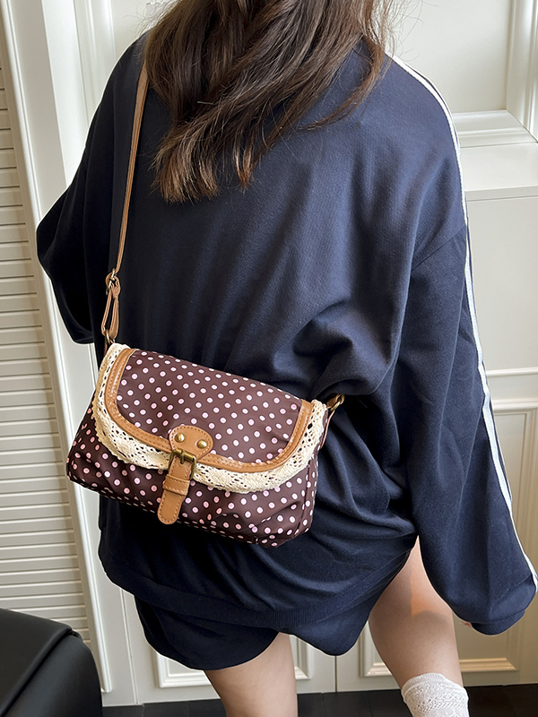 레트로 폴카 도트 레이스 트림 캔버스 싱글 숄더백, 젊 - Women'S Young Bags 리뷰 및 가격